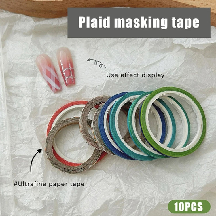 10 Rolls Nail Art Grid Line Paper Tape Stickers 2mm Fine Tape Grid DIY Manicure Pattern Tool