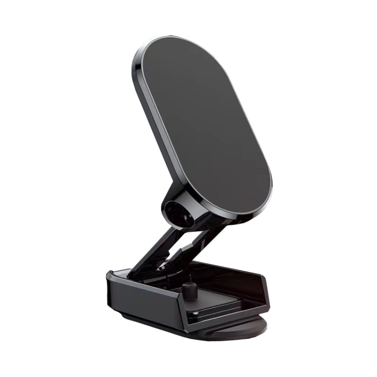 D11 Magnetic Folding Car Phone Holder Rotatable Dashboard Stick-On Navigation Stand, Black Gloosy, Silver Gloosy