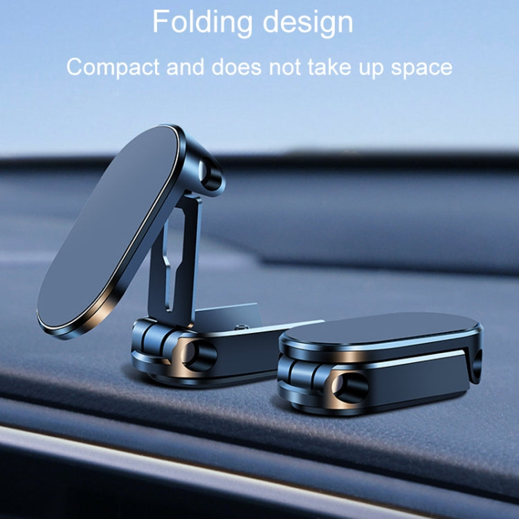 D11 Magnetic Folding Car Phone Holder Rotatable Dashboard Stick-On Navigation Stand, Black Gloosy, Silver Gloosy