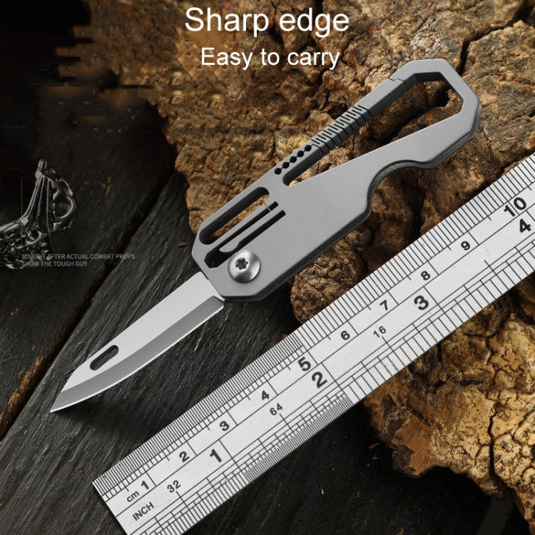 Multifunctional Titanium Keychain Outdoor Portable Defense Mini Folding Knife, With 2 Titanium Ring