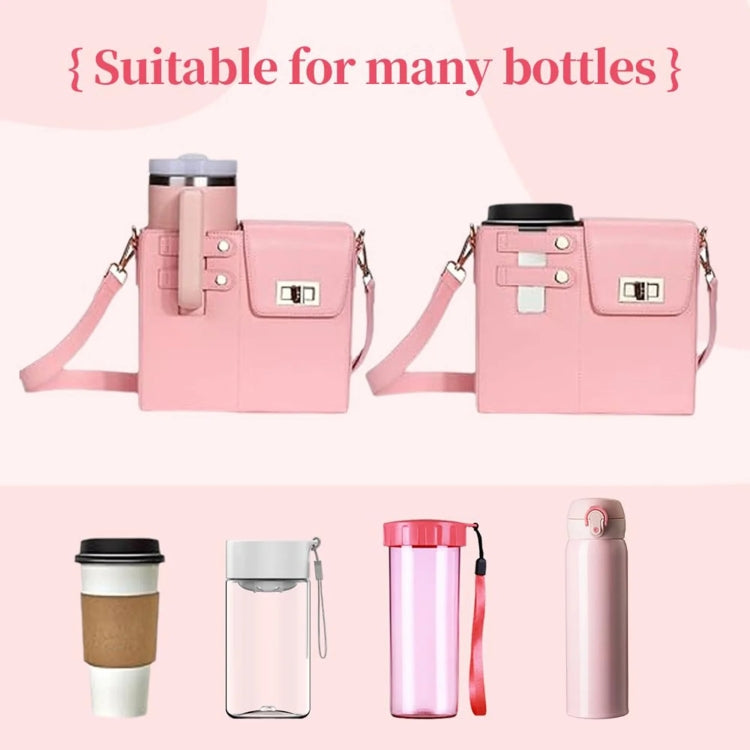 Women PU Leather Shoulder Bag Beverage Bottle Water Cup Bag For Stanley / Owala / Gatorade / Hydro Flask and Most Other Bottles