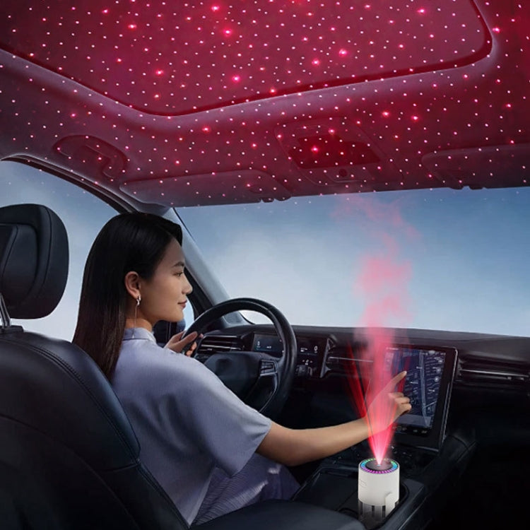 280ml Star Projection Light Humidifier USB Car Diffuser Humidifier Household Hydrating Atomizer, Rotating White, Rotating Pink