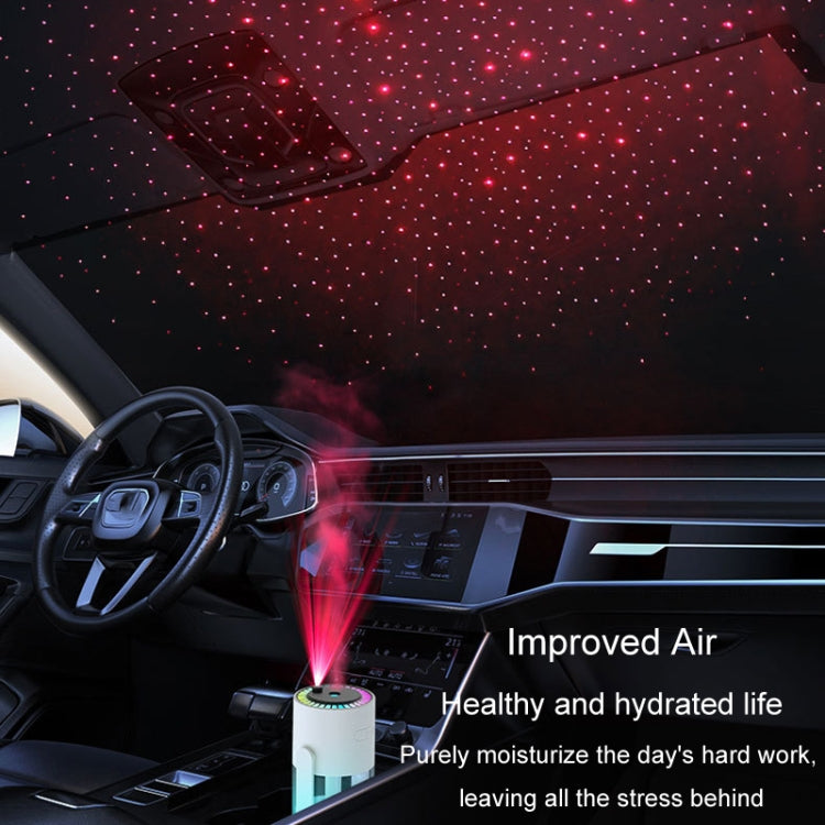 280ml Star Projection Light Humidifier USB Car Diffuser Humidifier Household Hydrating Atomizer, Rotating White, Rotating Pink