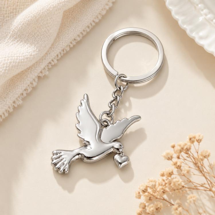 Metal Peace Dove Keychain Decorative Pendant, X-1498
