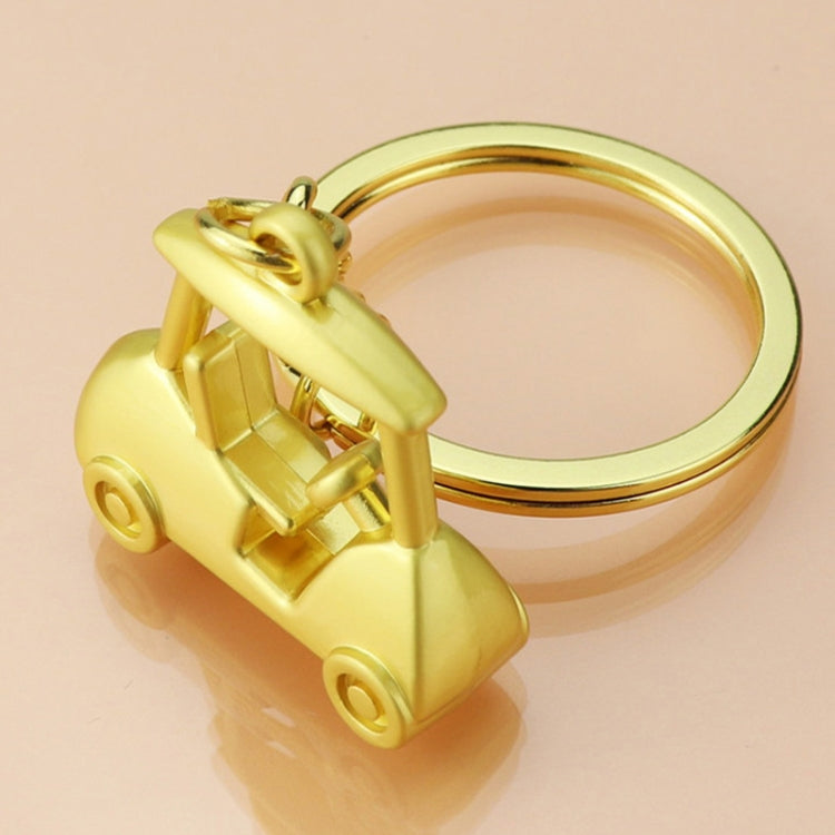 Three- Dimensional Simulation Golf Ball Car Keychain Decorative Pendant, Gold, Silver