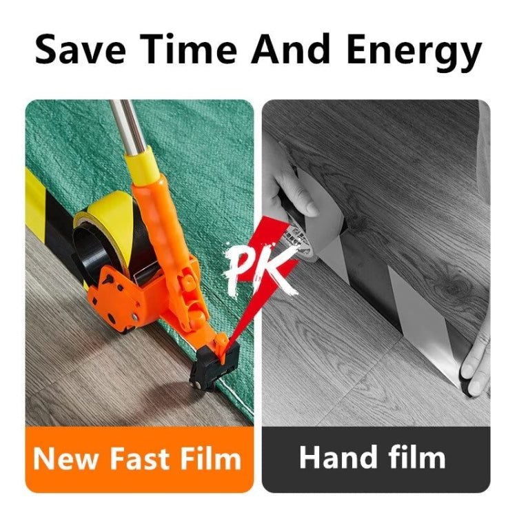 Bending-Free Floor Tape Applicator Quick-Sticking Device For Masking Paper With Extendable Pole