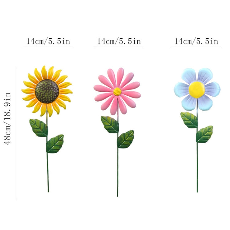Outdoor Lawn Patio Decoration Iron Flower Inserts, 3pcs / Set