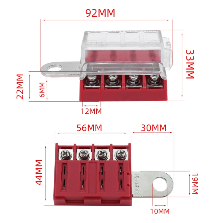4-way RV Yacht Ignition Protection Battery Terminal Fuse Block, One, Two, Three