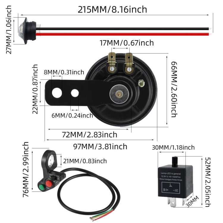 3 In 1 ATV Motorcycle Turn Signal LED Light Horn Kit