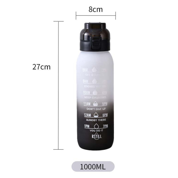 1000ml Large Capacity Tritan Water Mug Gradient Color Outdoor Sports Water Bottle