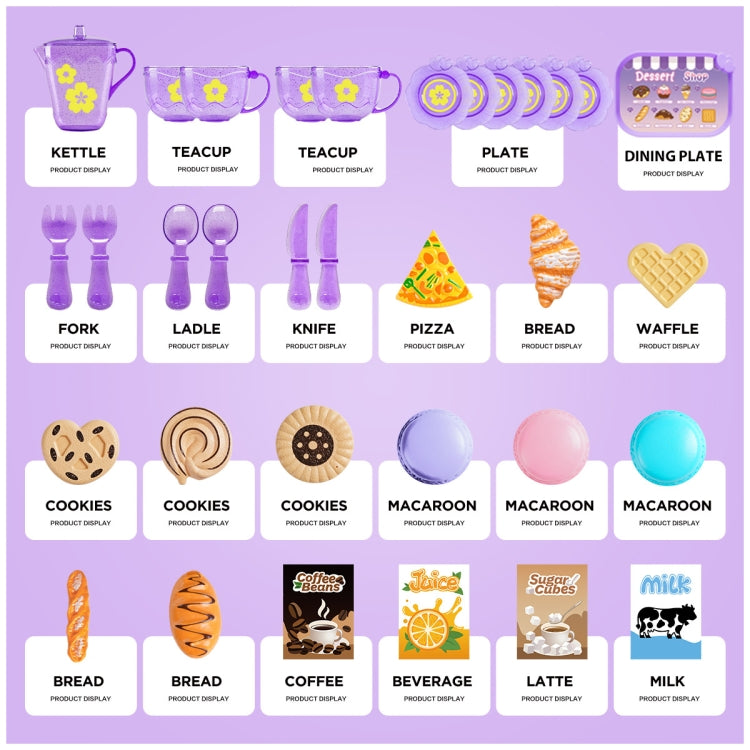 33pcs /Set Simulation Tableware Pretend Play Toy Kit Dessert Role Play Toys