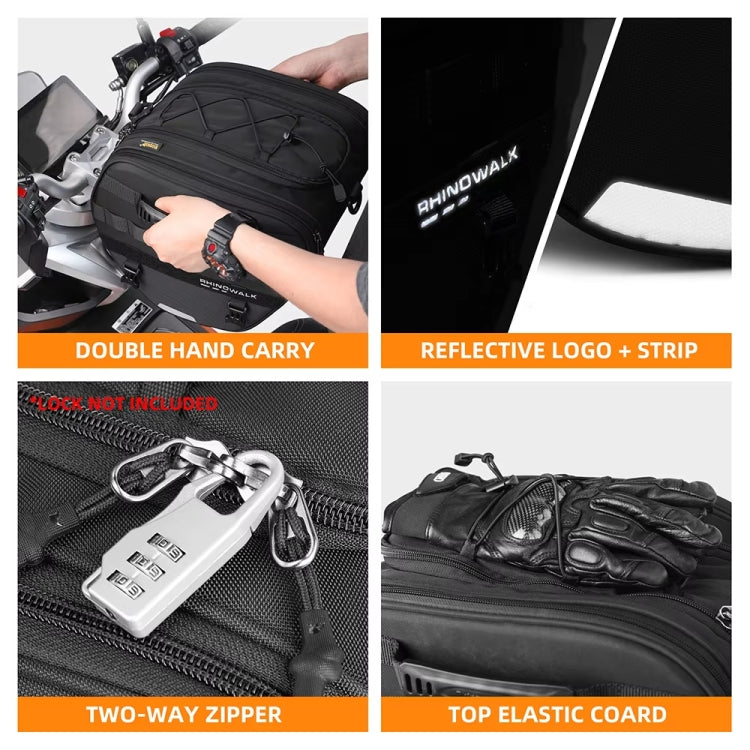Rhinowalk MTR5001 15L Scooter Front Bag Large Capacity Curved Beam Motorcycle Rear Seat Bag, MTR5001
