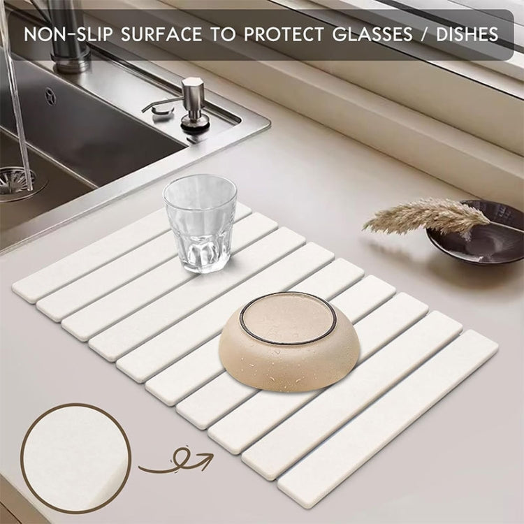 Diatomaceous Earth Tableware Drying Mat Foldable Dish Drainer Kitchen Bathroom Absorbent Mat, 30x40cm, 60x39cm