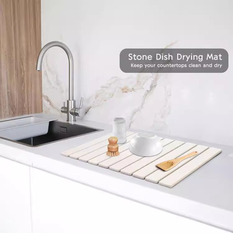 Diatomaceous Earth Tableware Drying Mat Foldable Dish Drainer Kitchen Bathroom Absorbent Mat, 30x40cm, 60x39cm