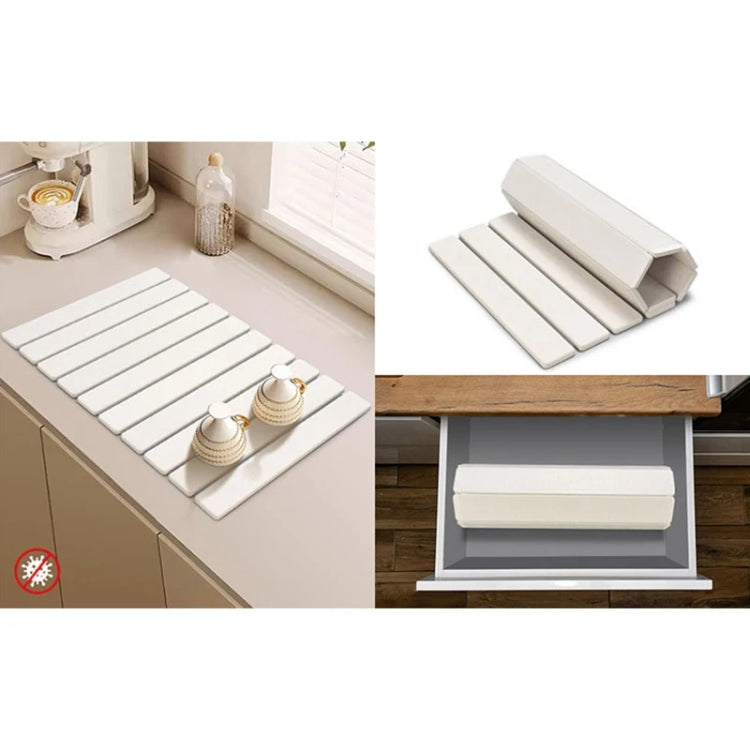 Diatomaceous Earth Tableware Drying Mat Foldable Dish Drainer Kitchen Bathroom Absorbent Mat, 30x40cm, 60x39cm