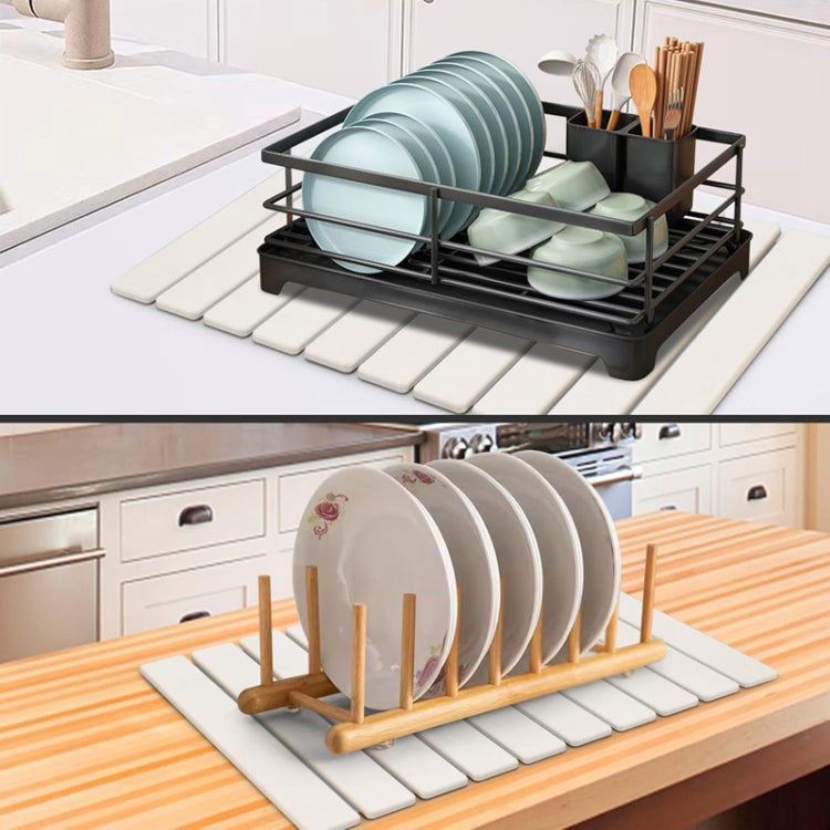 Diatomaceous Earth Tableware Drying Mat Foldable Dish Drainer Kitchen Bathroom Absorbent Mat, 30x40cm, 60x39cm