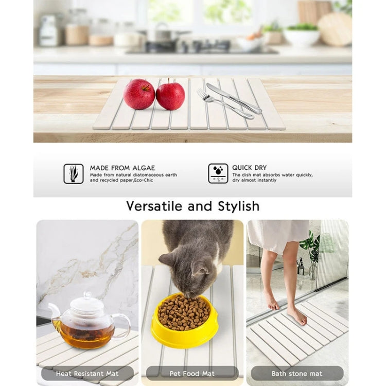 Diatomaceous Earth Tableware Drying Mat Foldable Dish Drainer Kitchen Bathroom Absorbent Mat, 30x40cm, 60x39cm
