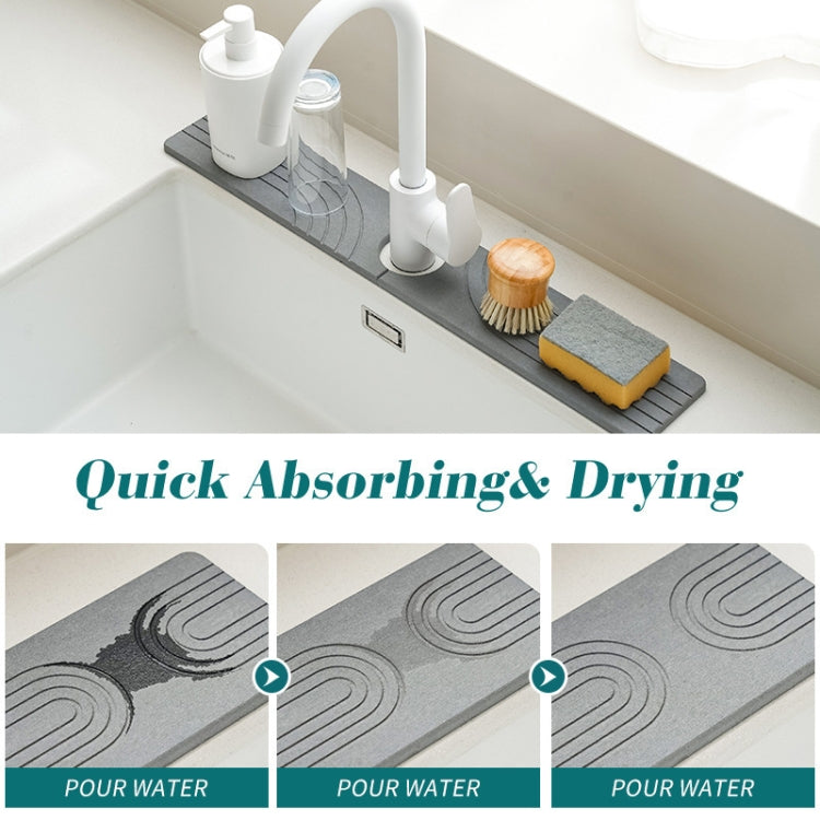 Faucet Sink Drying Mat Diatomaceous Earth Stone Splashproof Absorbent Sink Drainage Mat, K01 Dark Gray, K01 White, K02 Dark Gray, K02 White, K03 Dark Gray, K03 White, K04 Dark Gray, K04 White, K05 Dark Gray, K05 White