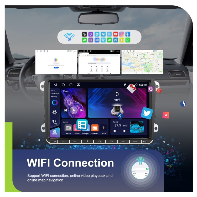 For Volkswagen 4+64G Multimedia Player Android 13 System, 7-inch, 9-inch