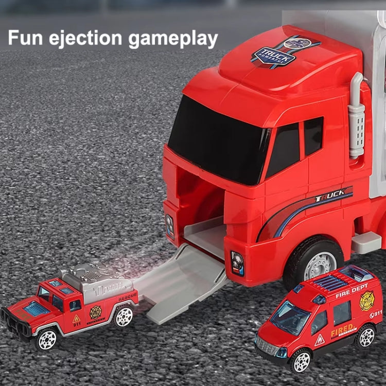 Children Storage Container Truck Model With Six Alloy Cars Simulation Engineering Fire Fleet Toy Gift, Fire Convoy, Engineering Convoy, Police Convoy, Farm Convoy, Construction Convoy