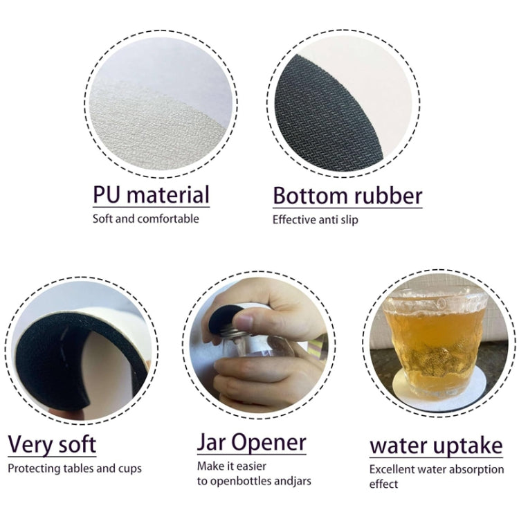 4pcs PU Leather Car Coaster Car Decorative Water Absorption Cup Sink Mat, 6.8cm