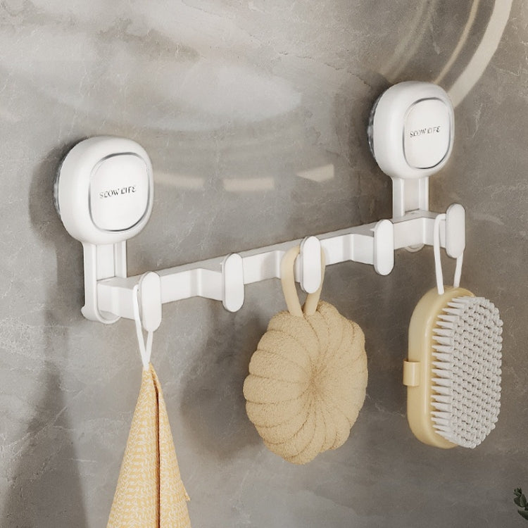 Multifunctional Suction Cup Hook Punch-free Traceless Adhesive Hook Storage Rack, White, Transparent, Gray