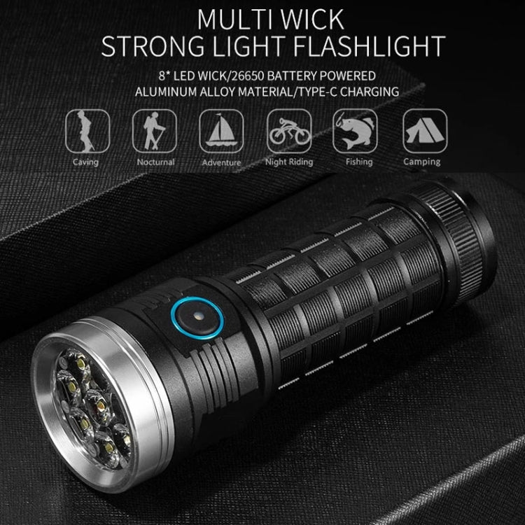 Aluminium Ring 8 Holes Straight Flashlight Outdoor Camping Flashlight, W5185