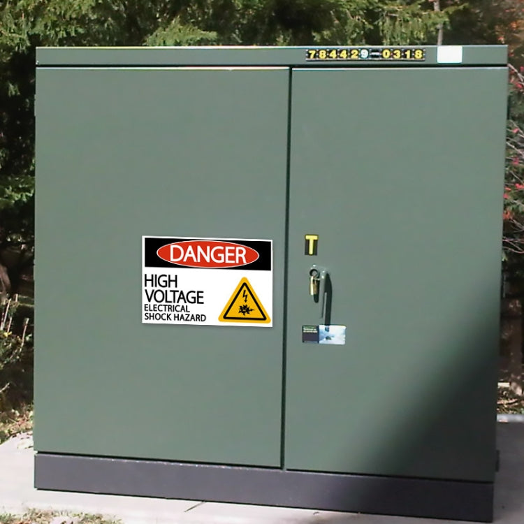 High-Voltage Electrical Box Hazard Warning Waterproof Sticker, 1pc 30x20cm, 2pcs /Set 15x10cm