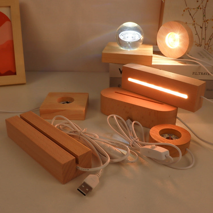 LED Light Solid Wood Luminous Base for Resin Art Acrylic Glass Lights, Round 6x2cm, Round 10x2cm, Rectangular Slot 15cm, Oval  15cm, Square 8x2cm, Rectangular 18cm, Rectangular Slot 20cm, Rectangular 30cm