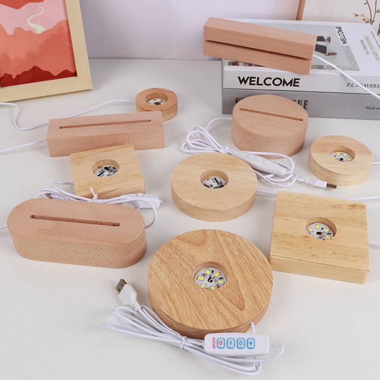 LED Light Solid Wood Luminous Base for Resin Art Acrylic Glass Lights, Round 6x2cm, Round 10x2cm, Rectangular Slot 15cm, Oval  15cm, Square 8x2cm, Rectangular 18cm, Rectangular Slot 20cm, Rectangular 30cm