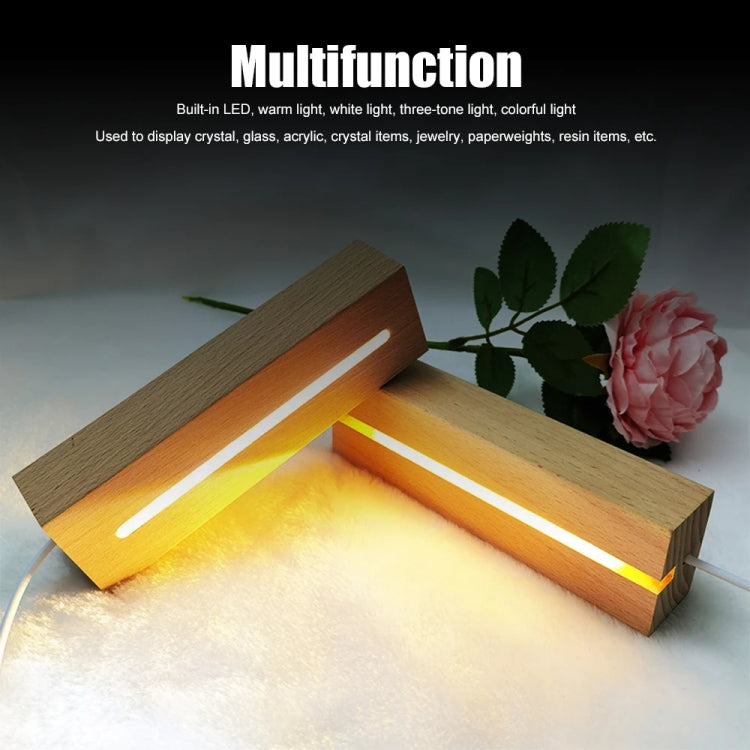 LED Light Solid Wood Luminous Base for Resin Art Acrylic Glass Lights, Round 6x2cm, Round 10x2cm, Rectangular Slot 15cm, Oval  15cm, Square 8x2cm, Rectangular 18cm, Rectangular Slot 20cm, Rectangular 30cm