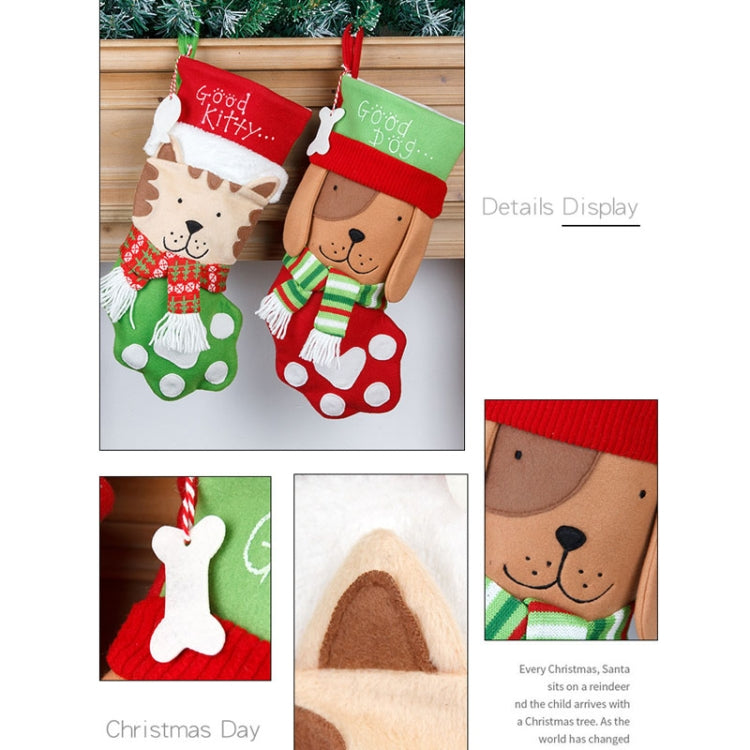 Christmas Decoration Hanging Gift Bag Pet Candy Bag, Model A Small Dog Sock, Model B Small Cat Sock, Model C Large Dog Socks, Model D Large Cat Sock