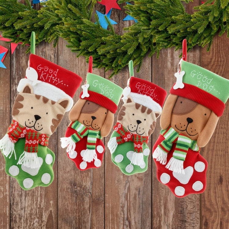 Christmas Decoration Hanging Gift Bag Pet Candy Bag, Model A Small Dog Sock, Model B Small Cat Sock, Model C Large Dog Socks, Model D Large Cat Sock