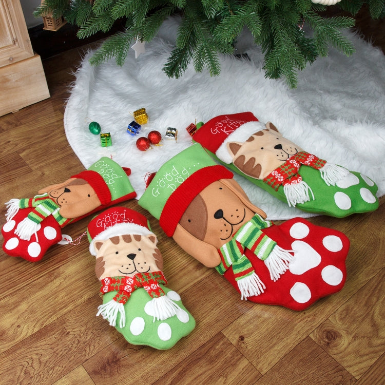 Christmas Decoration Hanging Gift Bag Pet Candy Bag, Model A Small Dog Sock, Model B Small Cat Sock, Model C Large Dog Socks, Model D Large Cat Sock