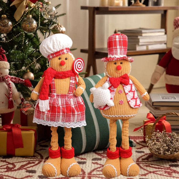 Christmas Decoration Ornament Gingerbread Man Retractable Window Figurine, Boy, Girl