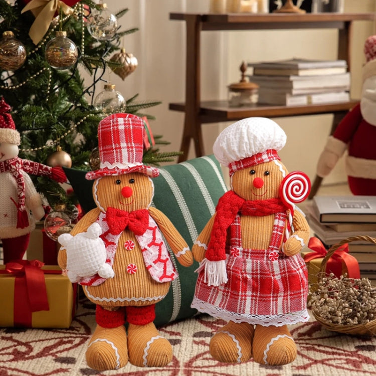 Christmas Decoration Ornament Gingerbread Man Retractable Window Figurine, Boy, Girl