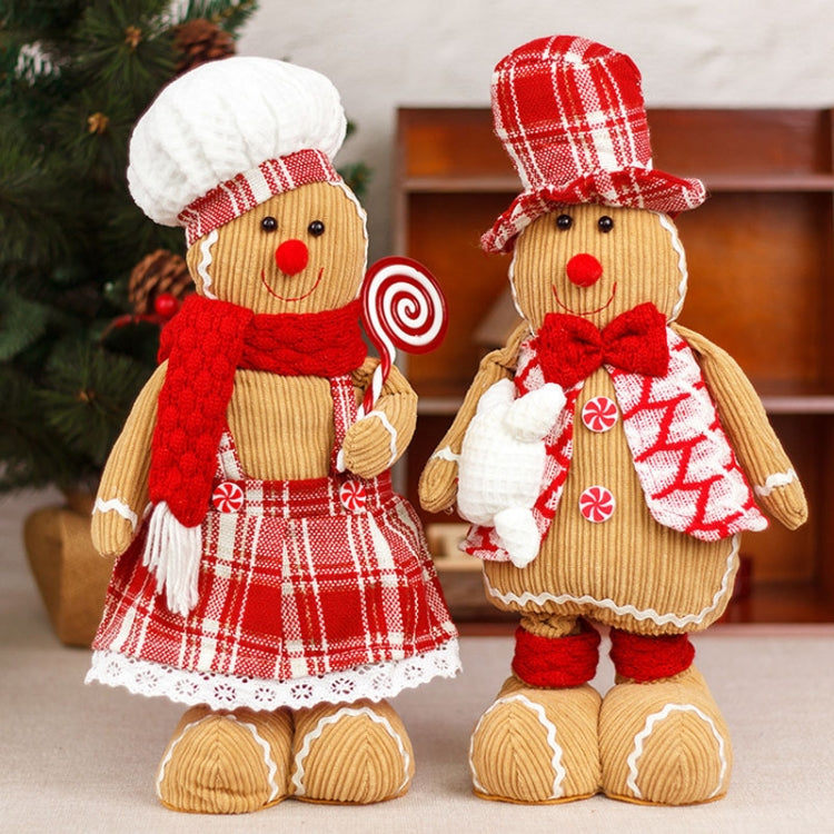 Christmas Decoration Ornament Gingerbread Man Retractable Window Figurine, Boy, Girl