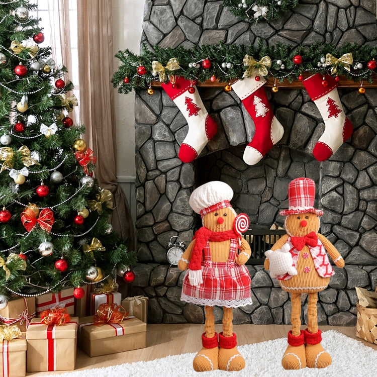 Christmas Decoration Ornament Gingerbread Man Retractable Window Figurine, Boy, Girl
