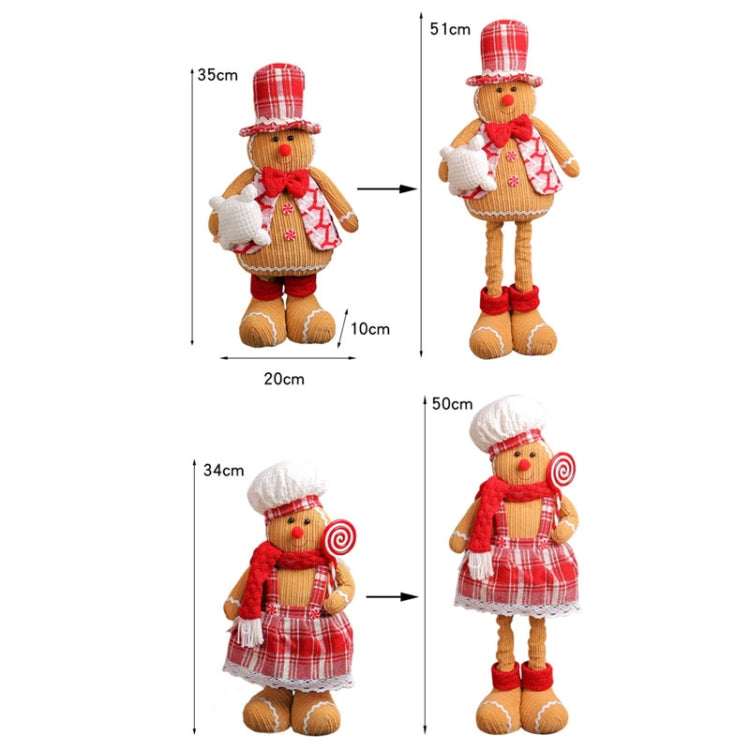 Christmas Decoration Ornament Gingerbread Man Retractable Window Figurine, Boy, Girl