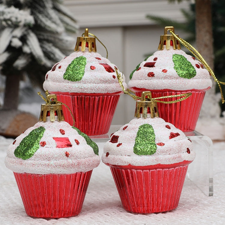 4pcs /Box Glossy Round Pastry Christmas Balls Painted Christmas Tree Hanging Decoration, Round Pastry