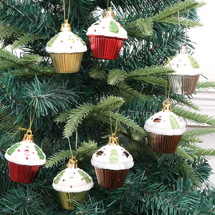 4pcs /Box Glossy Round Pastry Christmas Balls Painted Christmas Tree Hanging Decoration, Round Pastry
