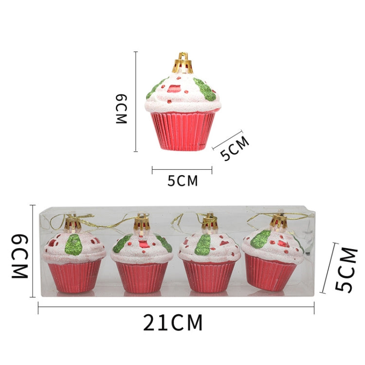 4pcs /Box Glossy Round Pastry Christmas Balls Painted Christmas Tree Hanging Decoration, Round Pastry