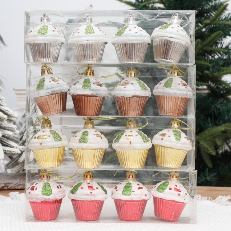 4pcs /Box Glossy Round Pastry Christmas Balls Painted Christmas Tree Hanging Decoration, Round Pastry