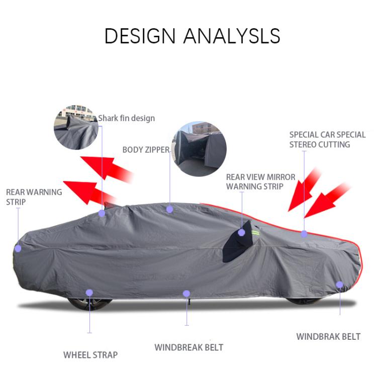 Sedan Car EVA Plus Velvet Thickened Heat Insulation Sunshade With Shark Fin, M 4.5x1.7x1.4m, L 4.6x1.70x1.45m, L+ 4.75x1.75x1.5m, XL 4.9x1.8x1.5m, XL+ 5.1x1.8x1.5m, XXL 5.5x2.0x1.5m
