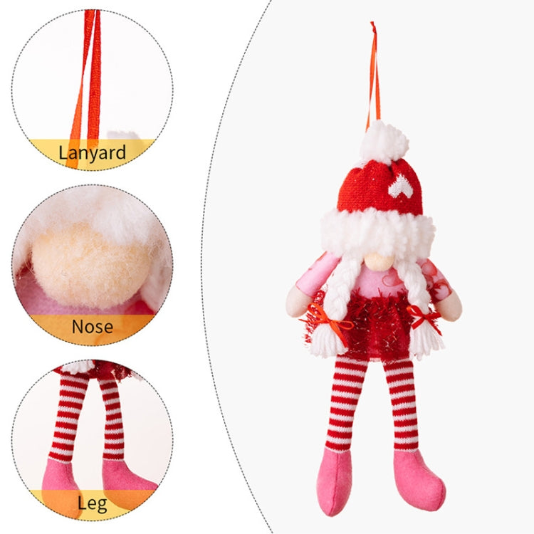 Christmas Wool Ball Knitted Hat Doll Pendant Valentine Day Decoration Knitted Rudolph Hanging Legs Dolls, Male, Female