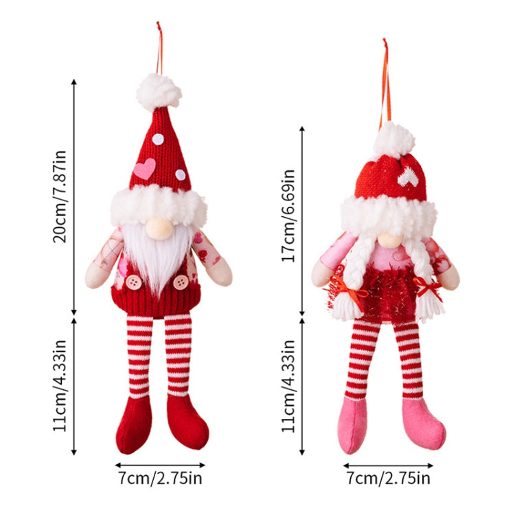 Christmas Wool Ball Knitted Hat Doll Pendant Valentine Day Decoration Knitted Rudolph Hanging Legs Dolls, Male, Female