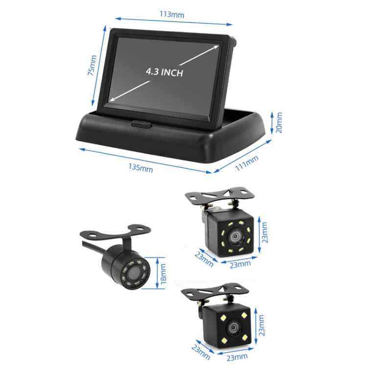 4.3 Inch Display Night Vision Waterproof Reversing Camera +7 Meter Extension Cable, Detachable Screen + Butterfly Camera, Detachable Screen + Butterfly 8 Light Camera, Detachable Screen + External 4 Light Camera                                         ...