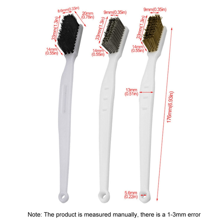 Hood Stove Brush Rust Removal Cleaning Industrial Brush Polishing Toothbrush For Collectibles Artifacts, Black Bristle, Copper Wire, Stainless Steel Wire