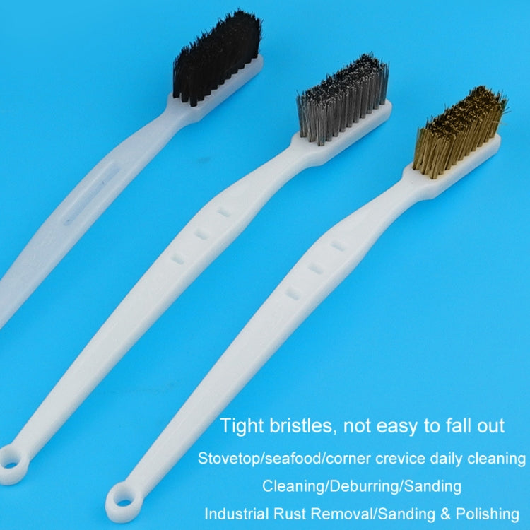 Hood Stove Brush Rust Removal Cleaning Industrial Brush Polishing Toothbrush For Collectibles Artifacts, Black Bristle, Copper Wire, Stainless Steel Wire