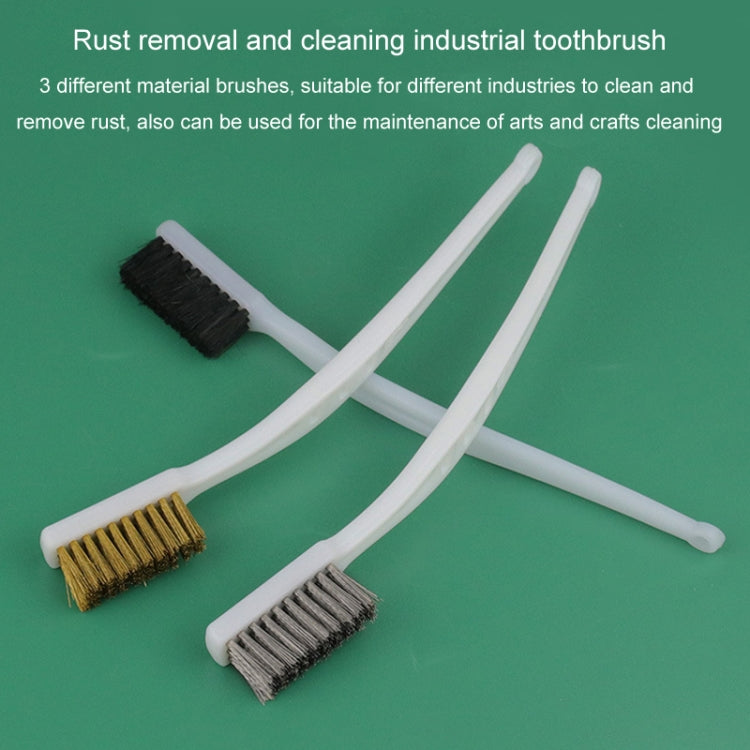 Hood Stove Brush Rust Removal Cleaning Industrial Brush Polishing Toothbrush For Collectibles Artifacts, Black Bristle, Copper Wire, Stainless Steel Wire